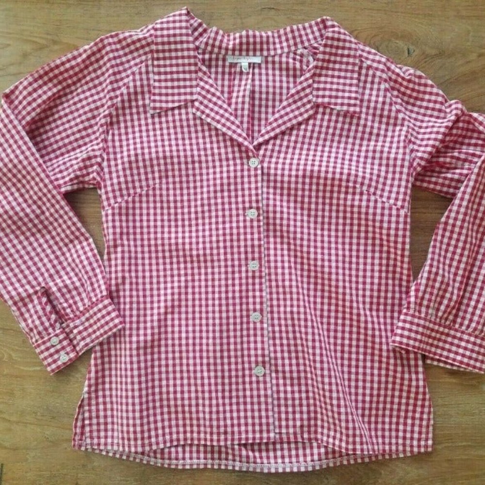 Cute Kayce Hughes Red/White Gingham Shirt Top